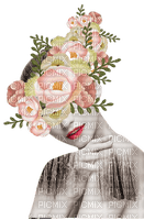 flower,girl,women,femme,rose, painting, fleur - gratis png