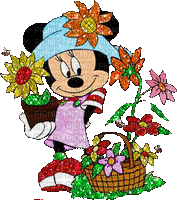 image encre animé fleurs noir gif fleur félicitations Minnie Disney  edited by me