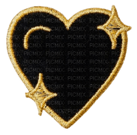 black heart with stars embroidery patch - PNG gratuit