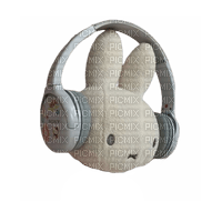 plush bunny with headphones - png grátis