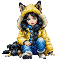 winter child kind dog milla1959 - 免费动画 GIF