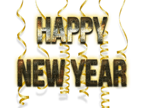 Happy New Year.Text.Gold.Victoriabea - 免费PNG
