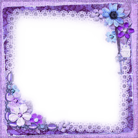 Purple and Blue Flowers Frame - By KittyKatLuv65 - besplatni png