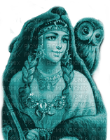 Y.A.M._Winter Fantasy women owl blue - gratis png