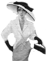 Y.A.M._Vintage retro Lady hat black-white - nemokama png