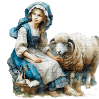 Woman with sheep - png ฟรี