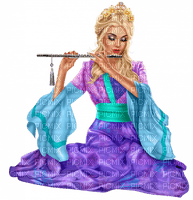 Woman with a whistle. Blue and purple dress. Leila - besplatni png