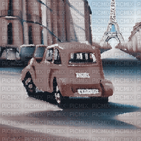 kikkapink vintage car animated paris background - Gratis geanimeerde GIF