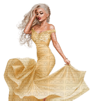 kikkapink woman fashion sepia yellow dress - ücretsiz png