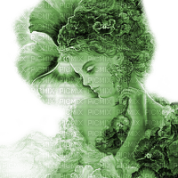Y.A.M._Fantasy woman girl Josephine Wall green - PNG gratuit