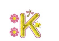 Kaz_Creations Alphabets Flowers-Bee Letter K - Free PNG