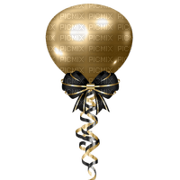 Ballon doré ruban noir - png gratis