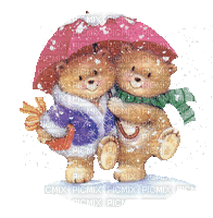 teddy bear gif winter hiver snow neige - Gratis animerad GIF