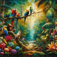 tropical birds background - zadarmo png