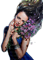 Женщина с цветами - 免费PNG