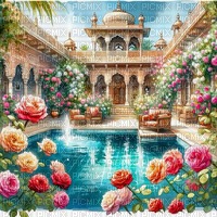 fantasy pool house background - png gratuito