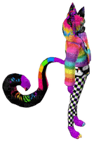 Rainbow and checkers catboy - nemokama png