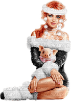 Woman. Winter. Christmas. Pig. Leila - gratis png