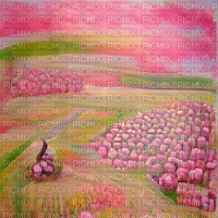 Pink Flower Field Background - 免费PNG
