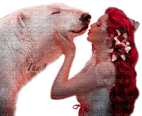 fantasy woman and polar bear  by nataliplus - ücretsiz png