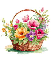 basket, flowers, spring, panier, fleurs - Free PNG