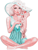 soave woman summer fashion beach hat cocktail - 免费PNG