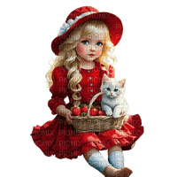 loly33 enfant chat fraise - gratis png
