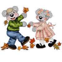Kaz_Creations Cute Creddy Teddy Animated Autumn - GIF animado grátis