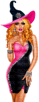 Woman.Witch.Halloween.Pink.Black - png ฟรี