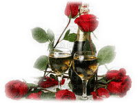 patymirabelle champagne et roses rouges - darmowe png