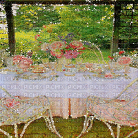 kikkapink background garden table painting gif - GIF animasi gratis