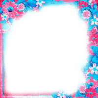 Frame.Flowers.Pink.Blue - By KittyKatLuv65 - 免费PNG