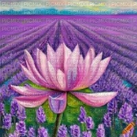 Pink Lotus in Lavender Field - Free PNG