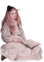 kikkapink girl woman vintage book pink teal - darmowe png