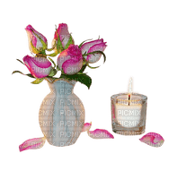 Vase with roses. Candel. Leila - Free PNG