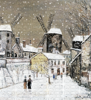 paysage, winter, retro, aquarelle, Pelageya - Gratis geanimeerde GIF
