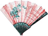 soave deco vintage victorian fan pink teal - 無料png