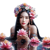 loly33 femme asiatique fleur - png gratis