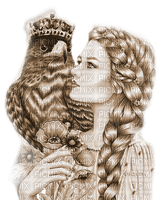 Y.A.M._Fantasy woman bird Sepia - png ฟรี