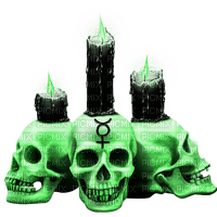 Gothic.Skulls.Candles.Black.Green - png gratuito