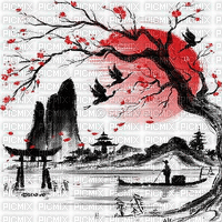 soave background oriental animated black white red - Free animated GIF