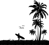 Kaz_Creations Beach Palm Trees Black - PNG gratuit