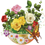 Pot of Roses Butterfly - 免费动画 GIF