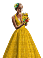 Mujer con vestido amarillo - png gratis