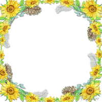 soave frame flowers sunflowers  circle corner - Free PNG