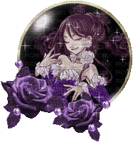 cecily-manga fleurs violettes - Бесплатный анимированный гифка