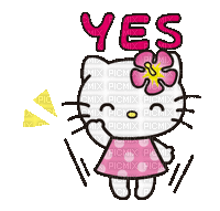 Hello kitty yes cute mignon kawaii oui gif - Zdarma animovaný GIF