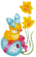 soave easter deco animated chick  blue pink yellow - Gratis animeret GIF