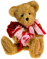 Teddy.Bear.Vintage.Roses.Be Mine.Brown.Pink.Red - PNG gratuit