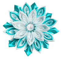 Pearl.Fabric.Flower.White.Turquoise - gratis png